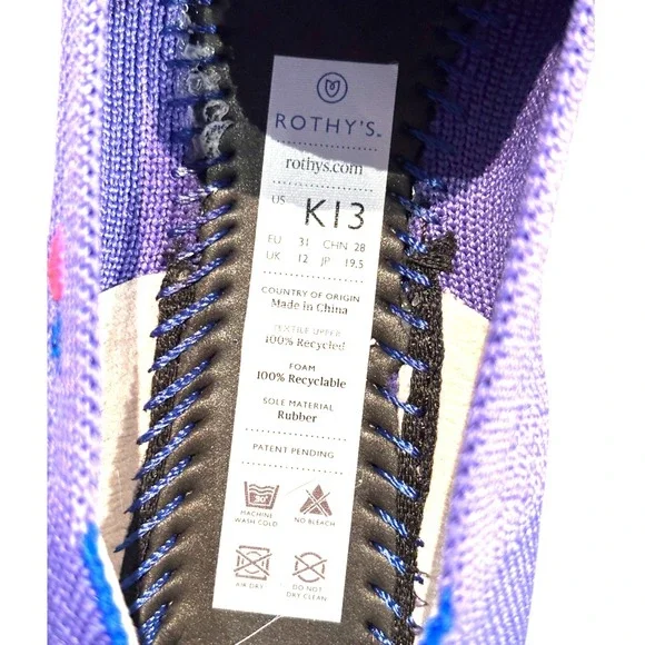 Rothys Kid The Loafer Iris Purple Knit Slip On Shoes Heart Detail LimitedEd K13 - Picture 5 of 6
